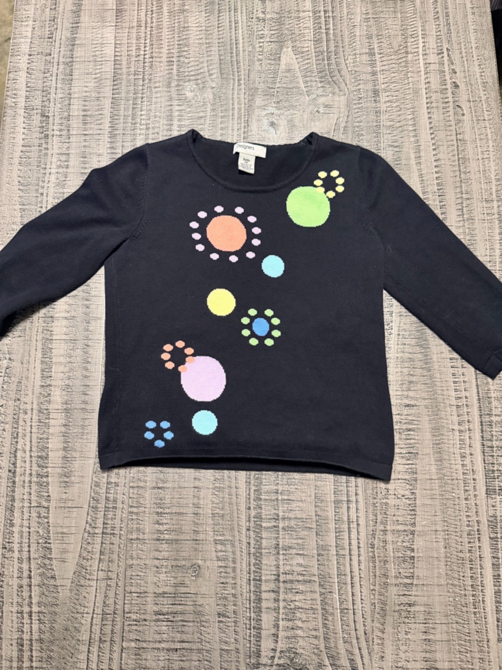 Designers Originals Black Kids Long Sleeve Top with Pastel Dot Bubbles